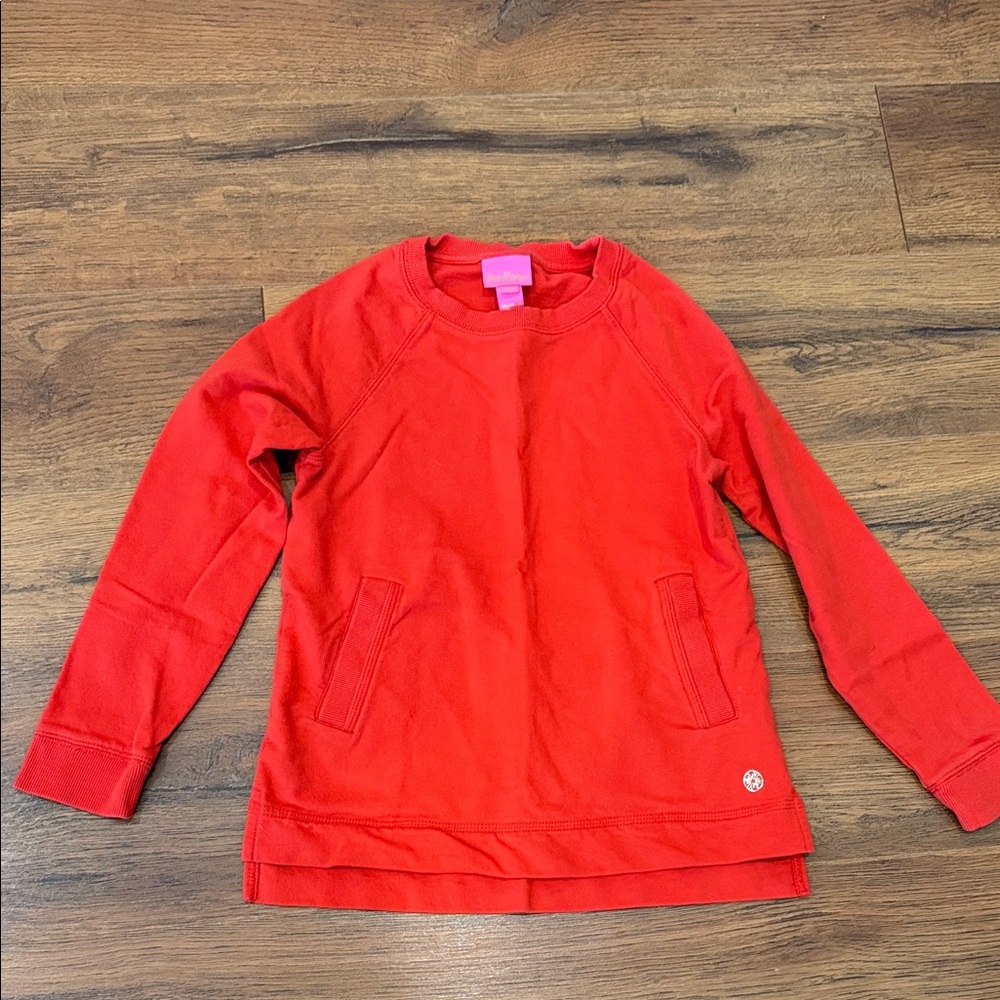 Lilly Pulitzer Red Crewneck Sweatshirt with Front Pockets